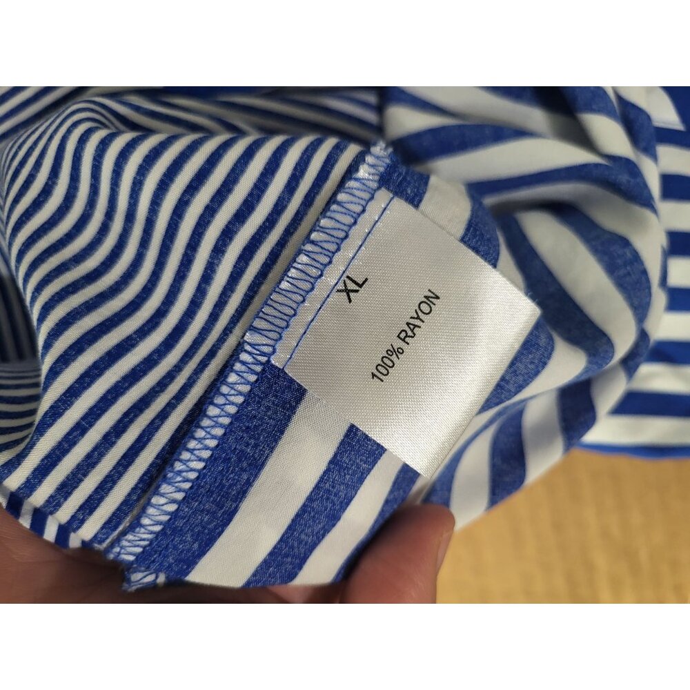 Jane & Delancey Women's XL Blue White Striped Button Down Shirt Coastal Beach - Picture 7 of 7
